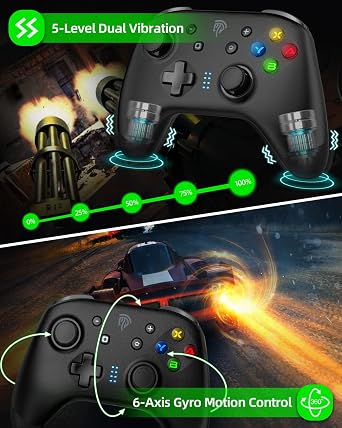 EasySMX Wireless Switch Controller Compatible with Nintendo Switch/Lite/OLED Android/IOS/PC Programmable Button Vibration Black