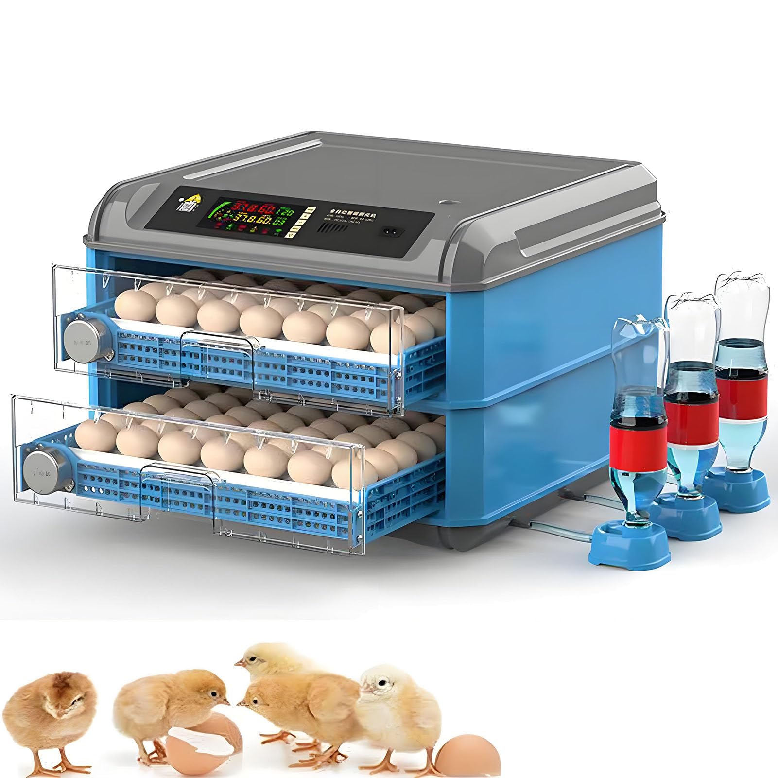 SHENGSHIYU Dual-Power Fully Automatic Egg Incubator,Egg Poultry Hatcher Machine with Automatic Egg Turning,Temperature & Humidity Control and LED Screen for Chickens Ducks Birds 2Layers