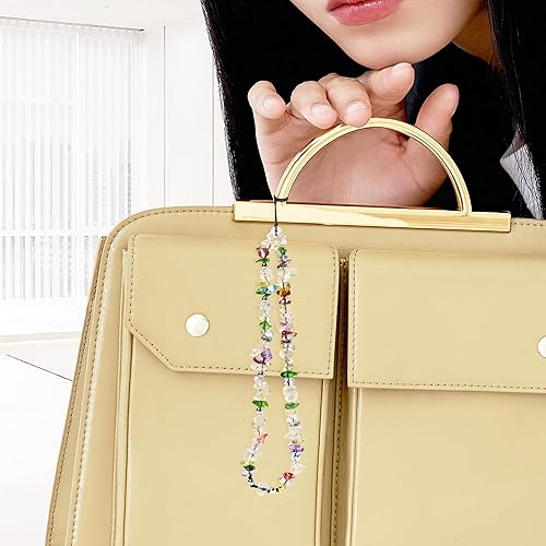 Miniatura 4 de Correa con cuentas para teléfono, correa de cuarzo curativo para teléfono, hecha a mano, piedra natural, versátil, antipérdida, cadena de teléfono