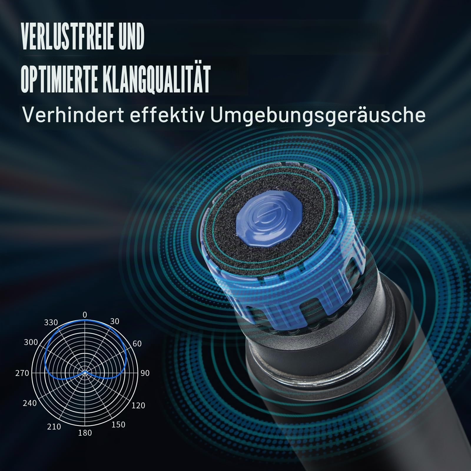 Depusheng Professionelles Drahtloses Mikrofonsystem, 60m Reichweite, Dynamisches Funkmikrofon für DJ, Kirche, Karaoke, KTV
