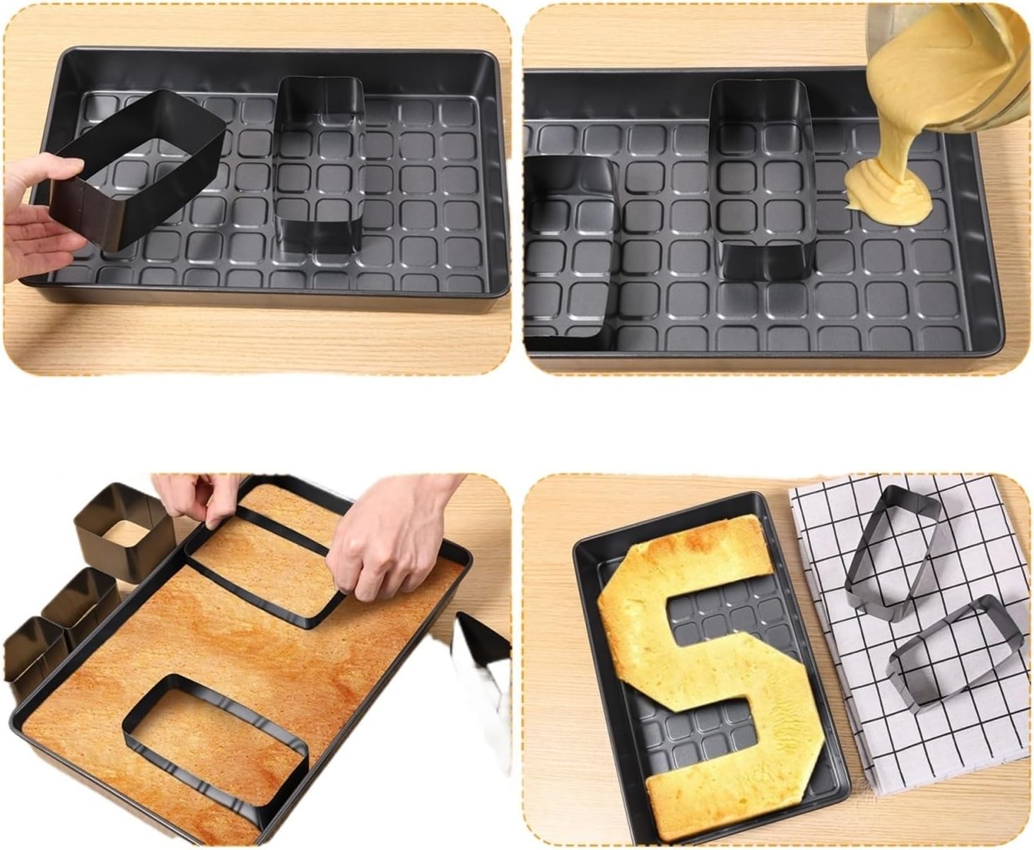 Carbon Steel Letter & Number Cake Baking Mould, DIY Pastry Baking Tray - Kitchen Baking Tool(Style 1 black)