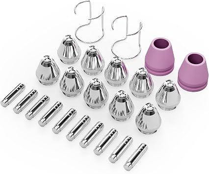 GZ GUOZHI 24PCS SG-55 AG-60 WSD-60 .030" Plasma Cutter Cutting Torch Tip Nozzles Consumables Kit/10 x Electrodes 10 x .030" Nozzle Tips 2 x Cups 2 x Brackets