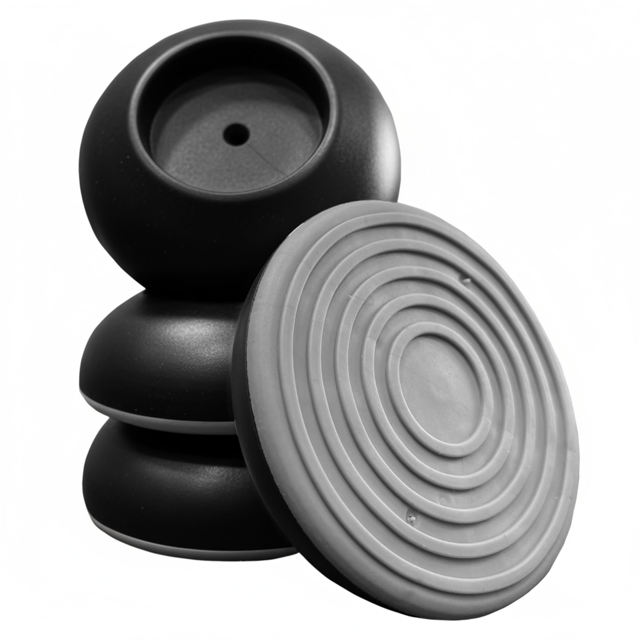 BOMI Elefantenfüße 4er Set rund, Schwarz I Wandschutzpads für Treppenschutzgitter ohne Bohren & Türschutzgitter I Antirutsch-Funktion I Wandpads zum Klemmen I Zubehör für Kinderschutzgitter