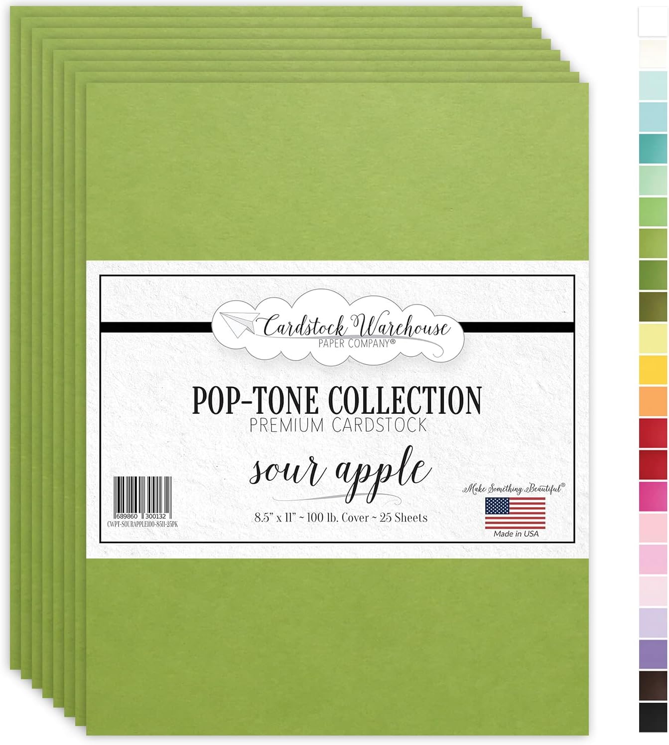 Pop Tone Sour Apple Green - 8.5 x 11" - 100 Lb. / 270 Gsm Matte Premium - 25 Sheets