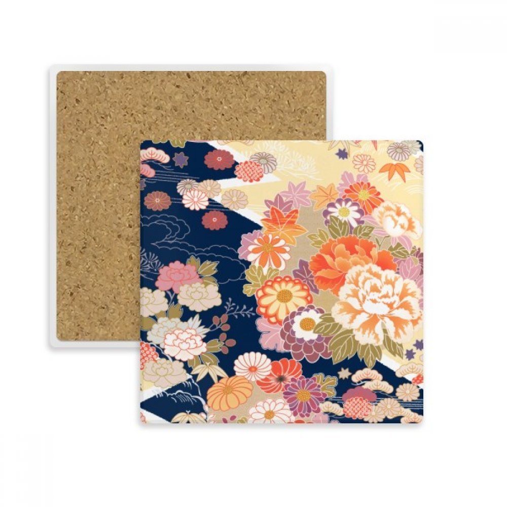 Dessous de verre absorbant pivoine et motif érable du Japon, idée cadeau originale