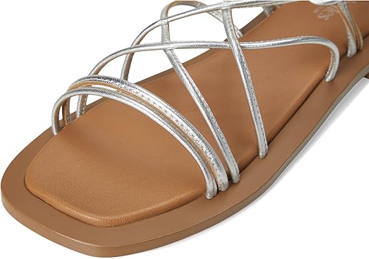 Seychelles Women's Lilac Two Metallic Leather Flat Sandal, Silver