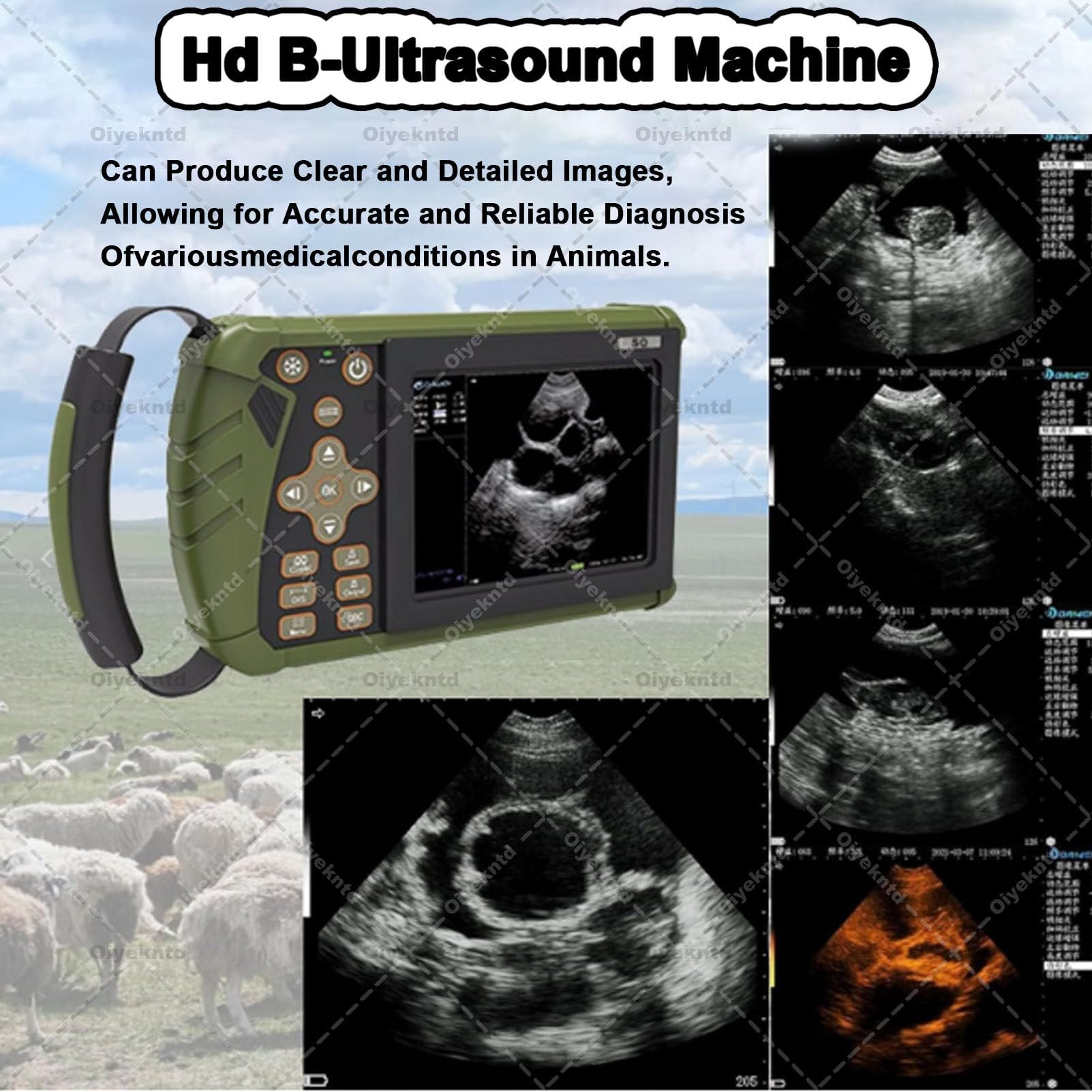 Scanner Portatile per Animali B-Ultrasound, Macchina per ecografia diagnostica veterinaria in Gravidanza con sonda Convessa da 3,5 MHz per Pecore, Cani, Gatti e maiali