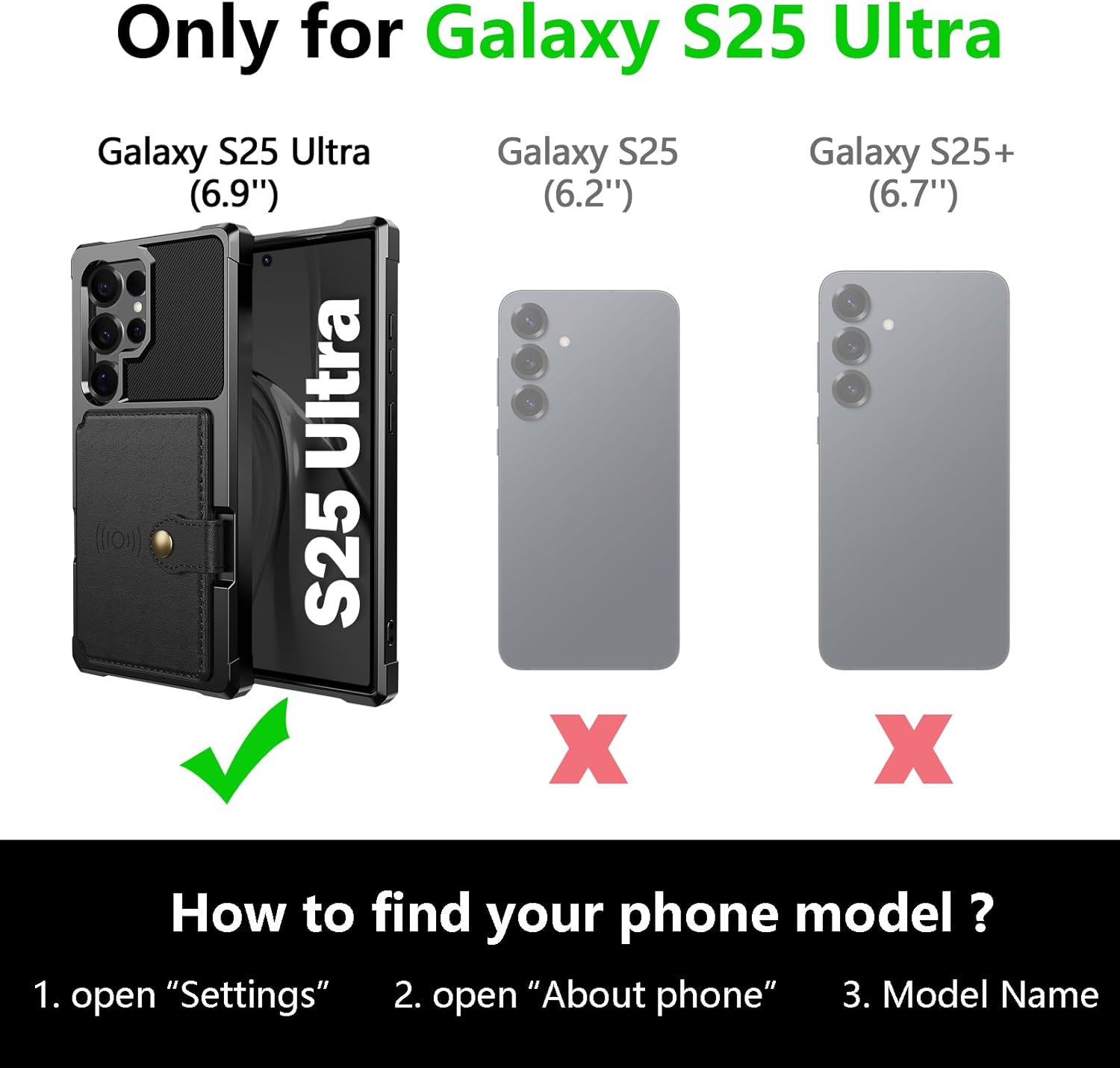 Wallet Case for Samsung Galaxy S25 Ultra, Compatible with Magnetic Car Mount, Heavy Duty Shockproof Rugged Soft TPU Back Leather Flip Credit Card Holder Cover for Galaxy S25 Ultra, Black - Image 2