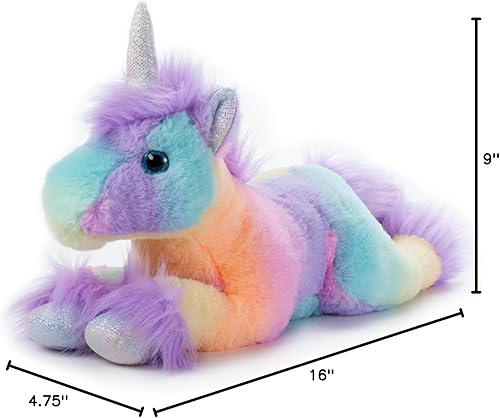 Miniatura 9 de The Petting Zoo Peluche de unicornio, animales salvajes Ombrez, juguete de peluche de unicornio arcoíris de 16 pulgadas