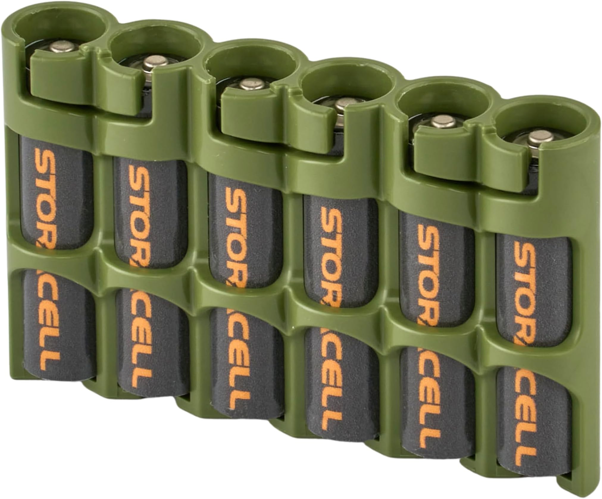 AAA Battery Storage Caddy by Storacell, Military Green, Holds 6 Batteries (Not included)
