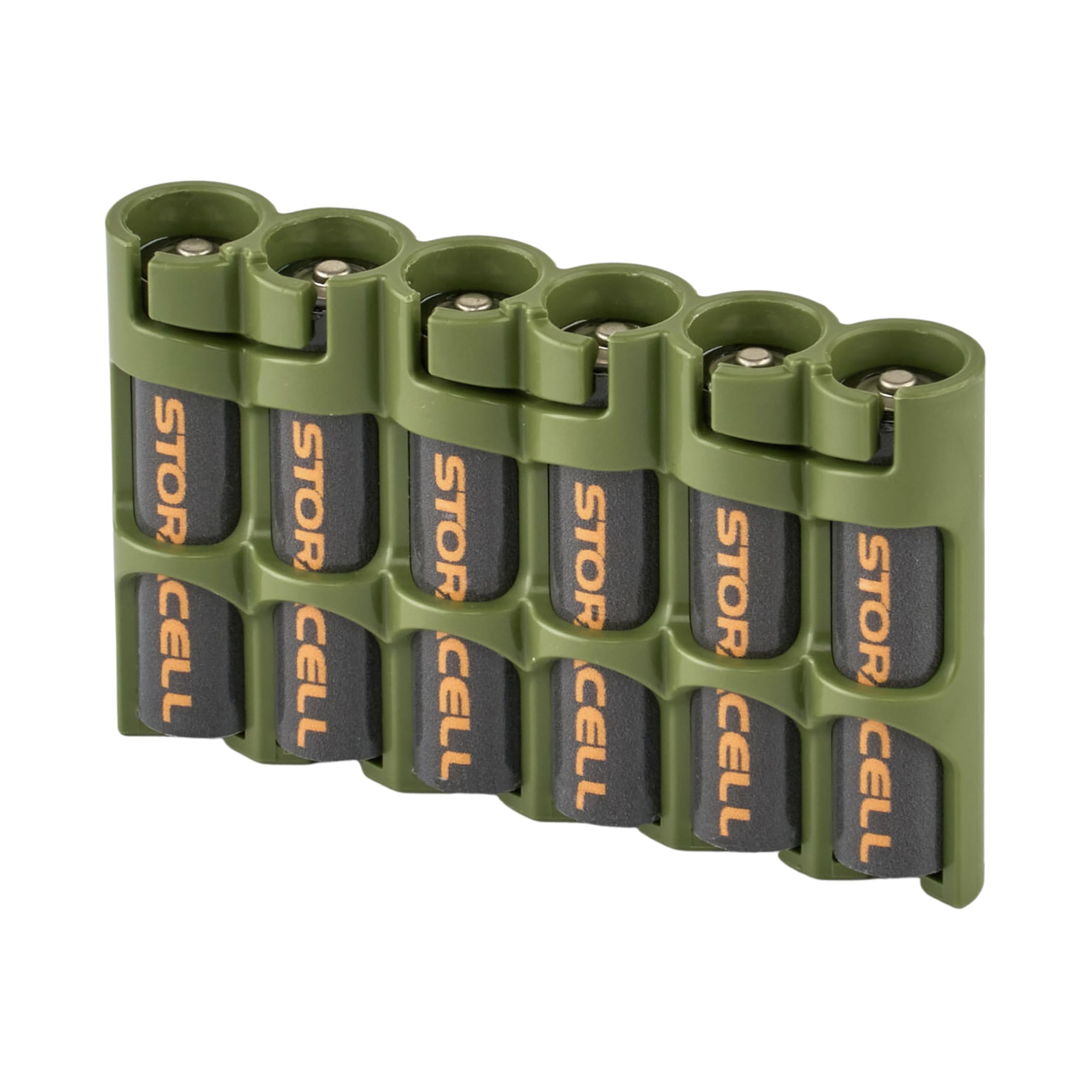 AAA Battery Storage Caddy by Storacell, Military Green, Holds 6 Batteries (Not included)