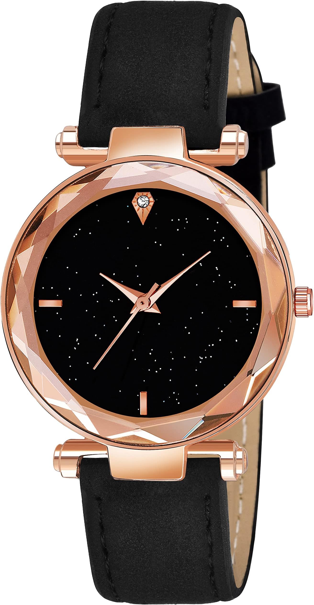 Exclusive Luxury Diamond Geneva Leather Analog Watch for Women and Girls
