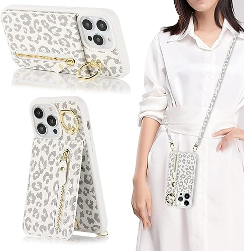 Miniatura 3 de Jaorty Funda para iPhone 13 Pro para mujer con tarjetero, funda para iPhone 13 Pro con correa, funda cruzada con ranuras para tarjetas de crédito,