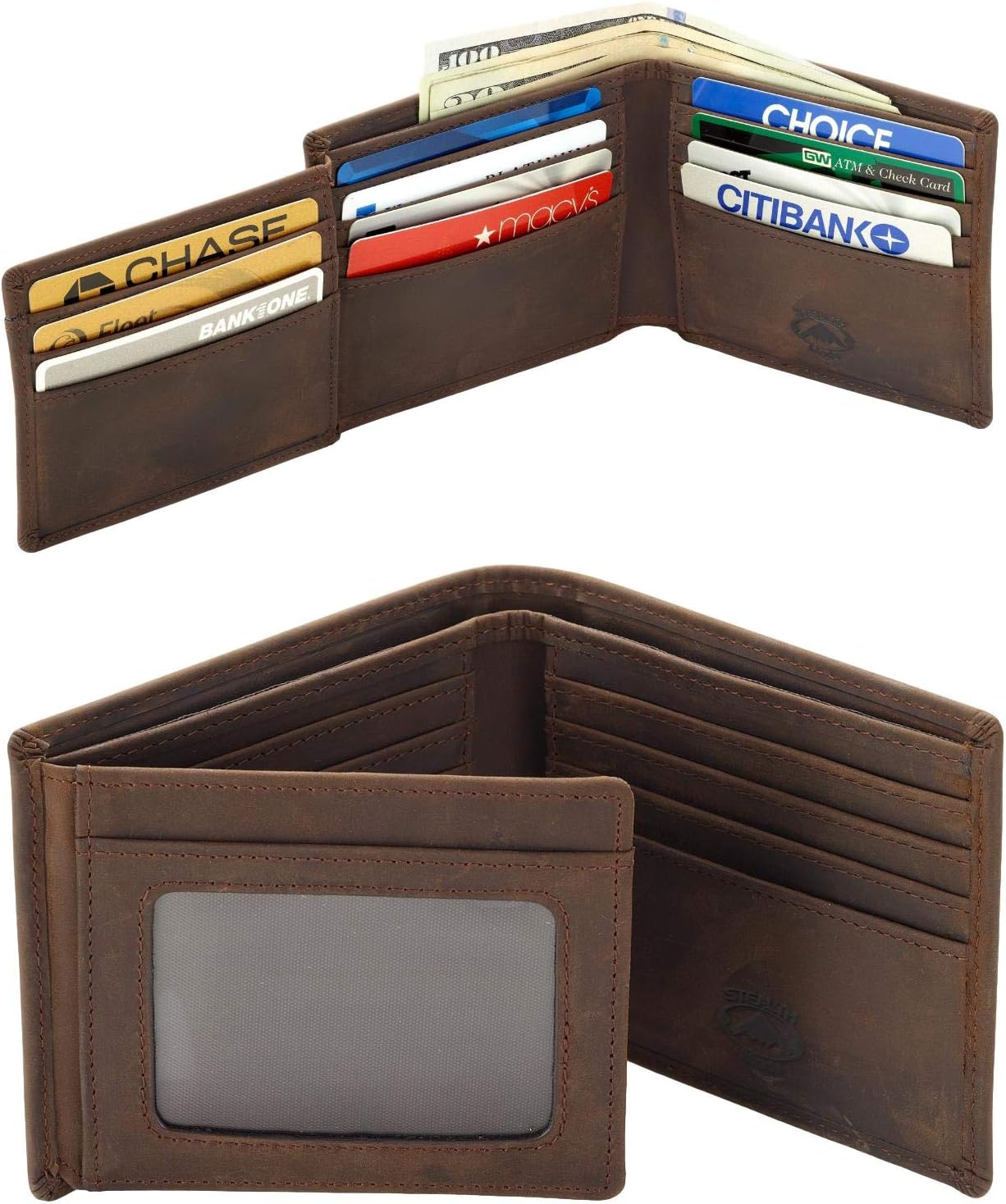 Stealth Mode Leather Bifold Wallet for Men - RFID Blocking, 11 Card Slots, Gift Box - Image 2