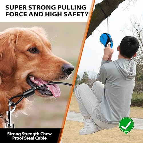 Miniatura 3 de Correa retráctil para perro con cable a prueba de mordidas, correa para caminar para mascotas con dispensador de bolsas de excrementos, correas
