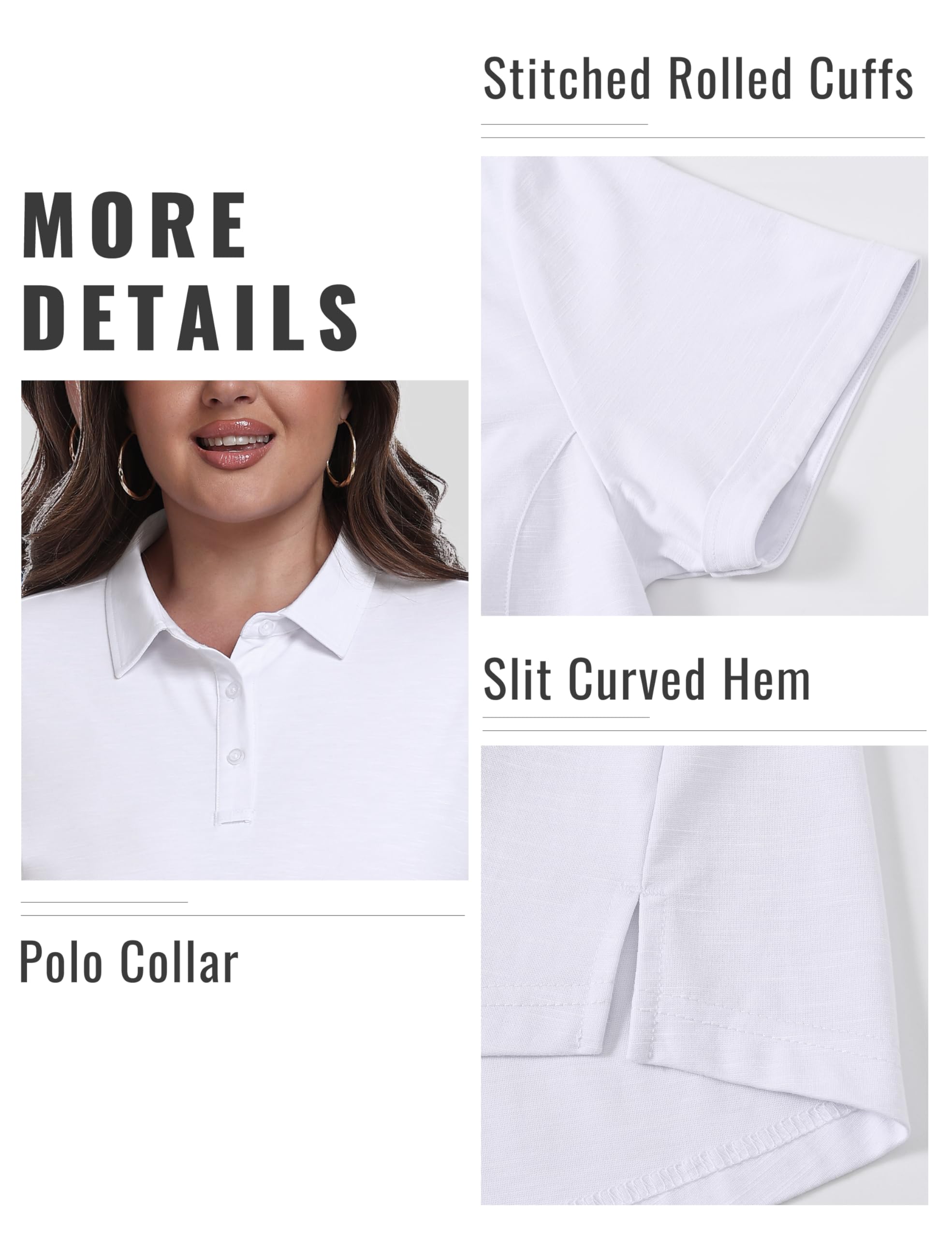 MoFiz Women's Plus Size Golf Polo Shirts Collared Short Sleeve Golf Shirts Casual Athletic Tennis Workout Tops — view 5