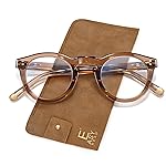 EASY READ Retro Round Blue Light Blocking Reading Glasses for Women,Anti UV Readers for Women with Spring Hinge(Brown,+1.75)