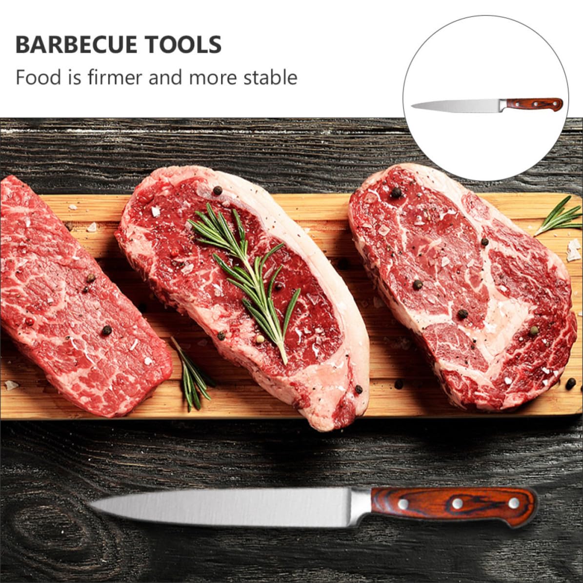 Uonlytech Set Utensili Barbecue 2 Pezzi in Metallo Inossidabile e Legno Forchetta e Coltello Riutilizzabili per Grigliate All'aperto Confezionati in Contenitore