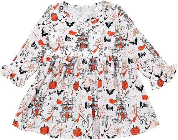 Amazon Yumiki 女の子 子供服 ハロウィン ワンピース 超可愛い 長袖 ラウンドネックhalloween Cosplay 大人用 人気 舞踏会 学園祭 仮装 秋 冬 エルフ カボチャ柄 クリスマス 衣装 スカート 通販