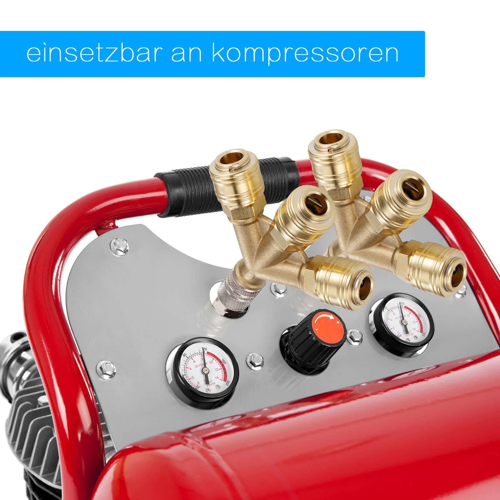 Distributore Aria Compressa A 3 Vie Con Giunti, Tubo Dell'aria Da 1/4", Raccordo Rapido, In Ottone, Distributore Ad Aria Compressa Con Filettatura Esterna E Guarnizione NW 7,2, Morbido K - Foto 4