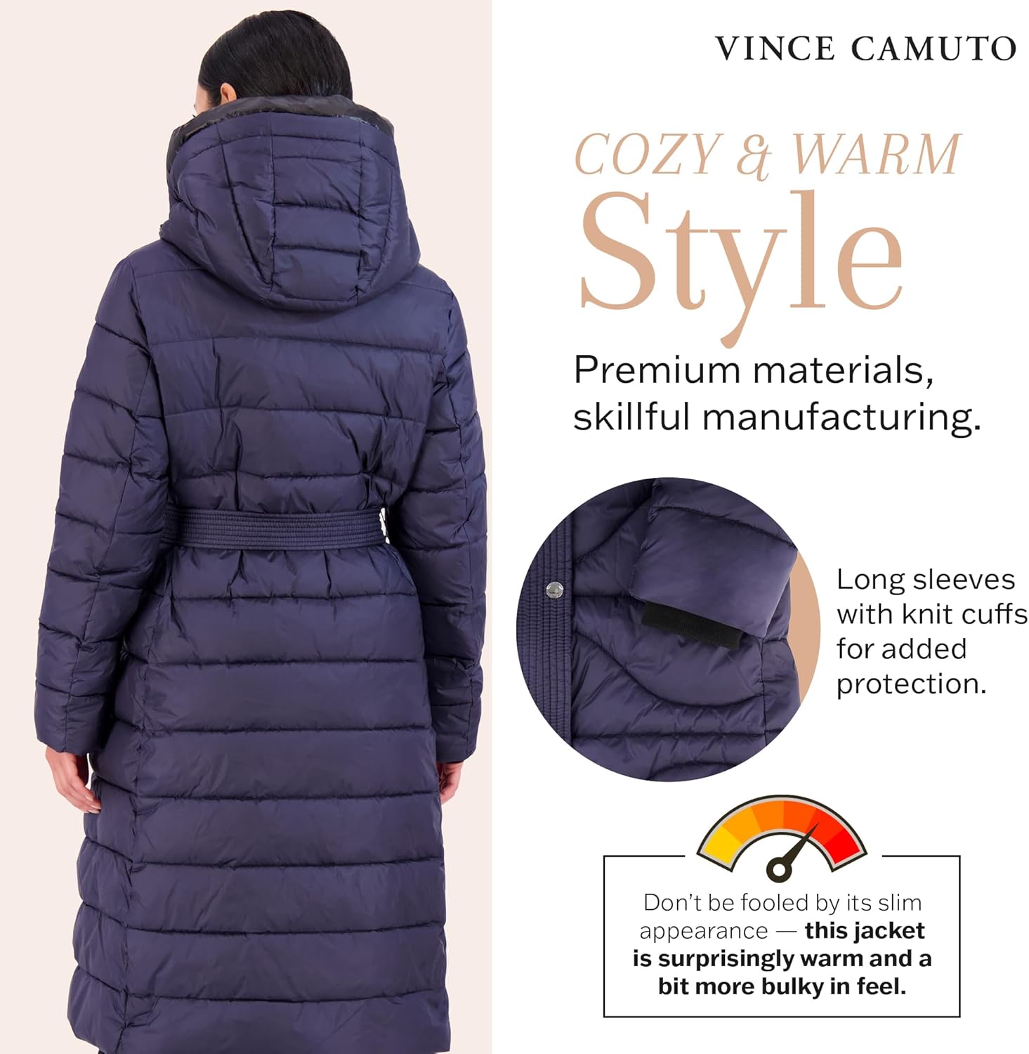 Vince Camuto Long Puffer Coat Women, Long Coat Women Winter, Women's Coats Hooded - Image 5