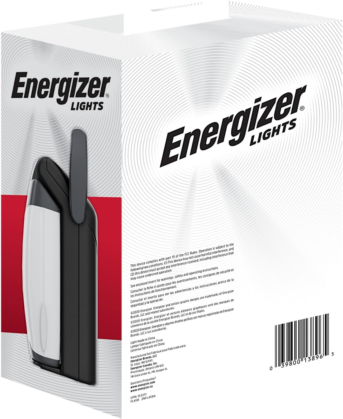 Energizer Weatheready Folding LED Portable Lantern packaging showing battery requirements