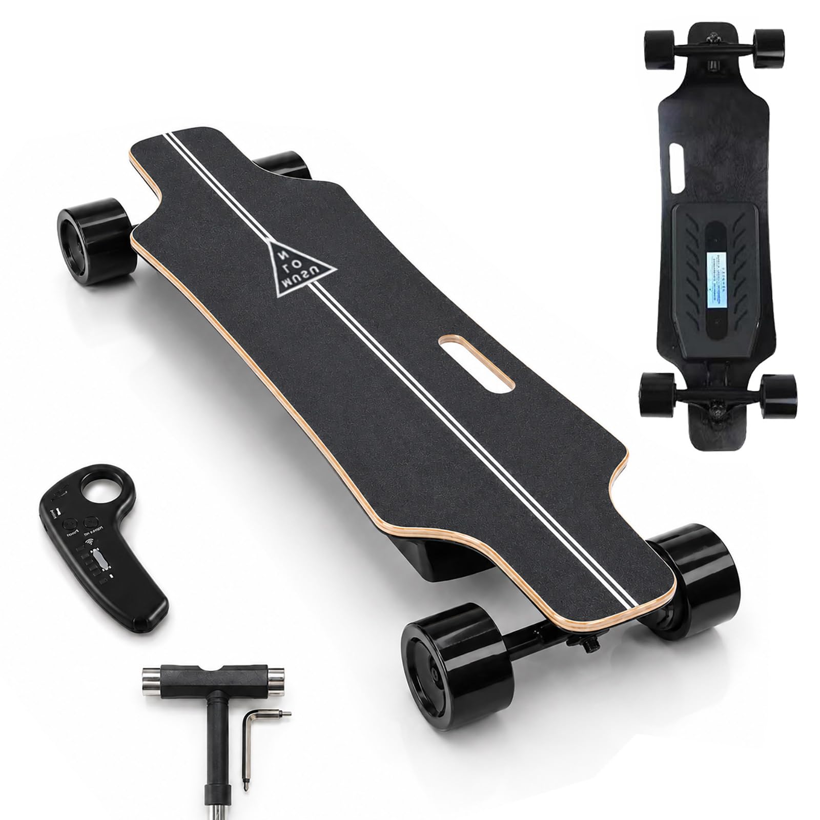 HCAUYNN Electric Skateboard for Adults, Electric Longboard with Cordless Remote, Up to 31 MPH, 18.6 Miles Range, 4 Speed Modes, Portable Motorised Skateboard for Commuting 13Mile