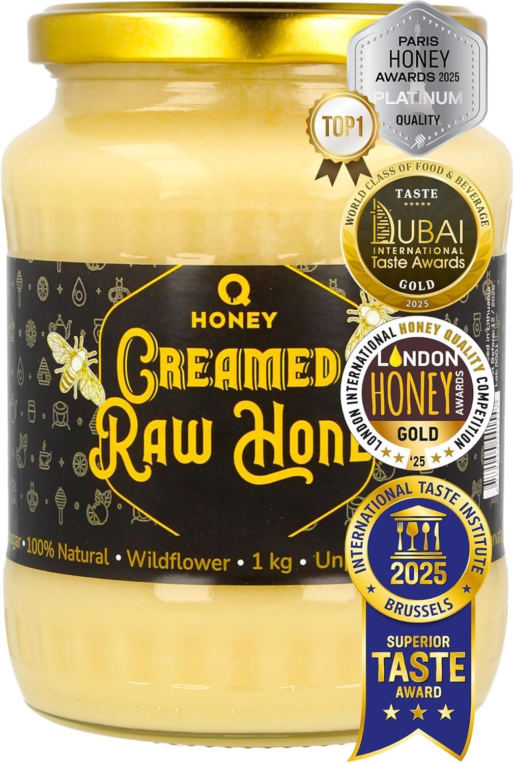 Q Honey Creamed Honey (Whipped)1kg, Ultra-Smooth, Spreadable Texture - Superior Taste Award 2025, Your New Favourite Breakfast Spread