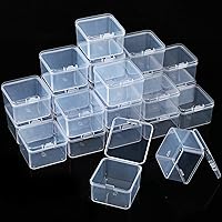 Vista 13 de 48 paquetes de recipientes pequeños de plástico transparente, cajas de almacenamiento transparentes con tapa con bisagras para objetos pequeños