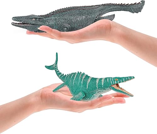 Miniatura 4 de Juego de 4 figuras de dinosaurio marino prehistórico del mar del océano, 4 piezas de figuras de modelo de mosasaurio, suministros de fiesta,