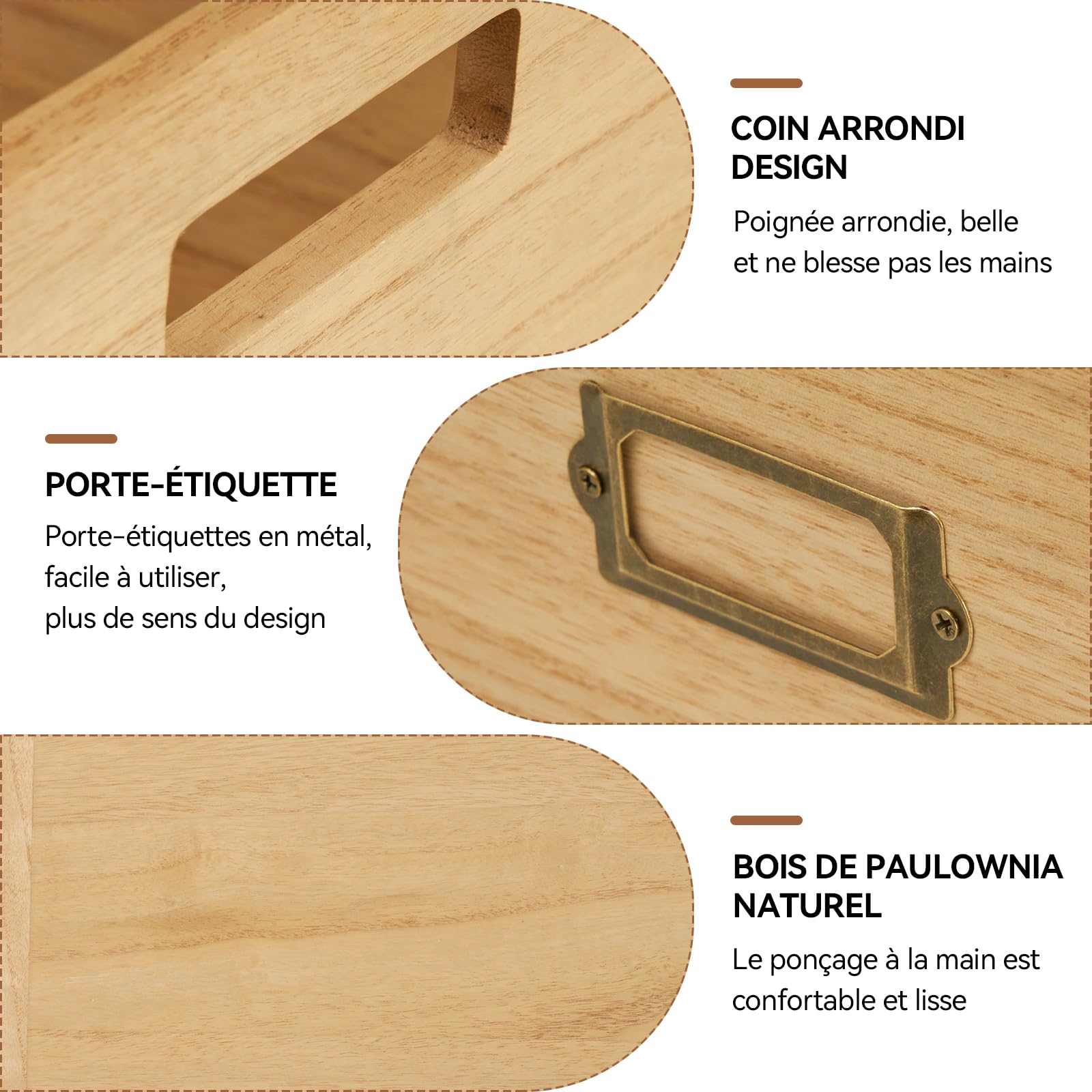 KIRIGEN Boîte de rangement pour vinyles Boîte de rangement en bois pouvant contenir jusqu'à 80 disques vinyles couleur naturelle