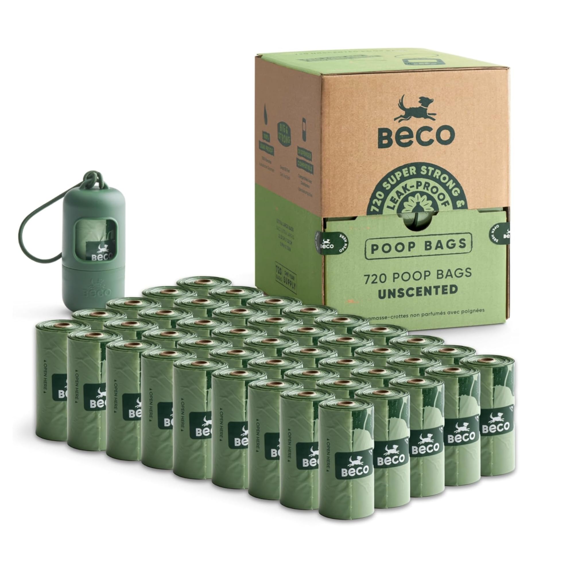 Beco Dog Poo Bags - Strong, Leakproof & Large - 100% Recycled Plastic, Extra Thick Dog Poop Bags, Heavy Duty - Unscented Refill Rolls, 540 Count — view 10