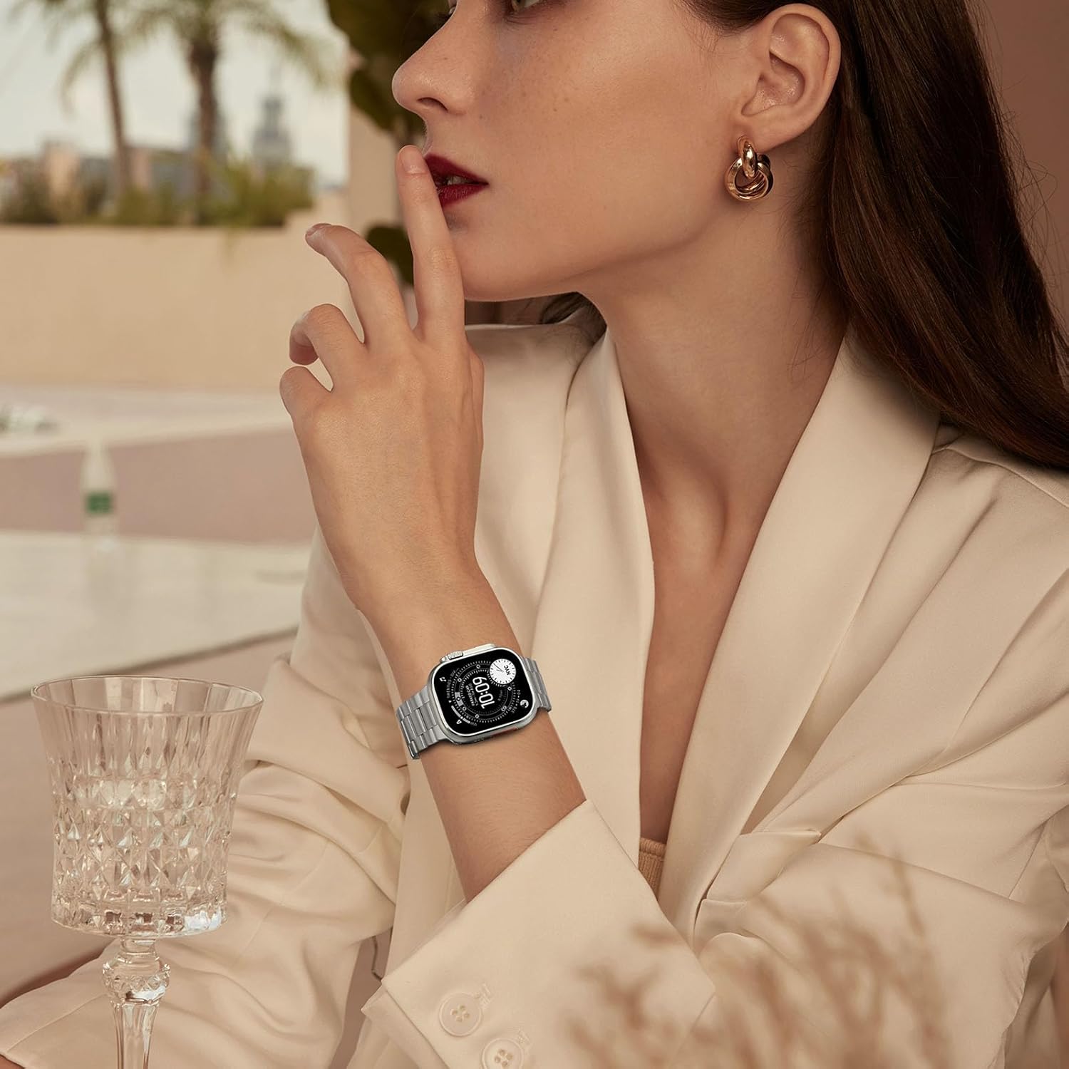 No Tool Needed Bands Compatible with Apple Watch Band 49mm 46mm 45mm 44mm 42mm for Men Women, Detachable Metal Strap for iWatch Ultra 3/2/1 Series 11 10 9 8 7 6-1, SE (Titanium)