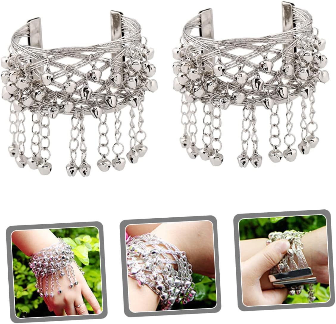 2pcs Silver Belly Dance Arm Chains Bells Lightweight Costume Accessories for Stage Performance Theme Parties Dancing Events for Women Dance Outfits image 5