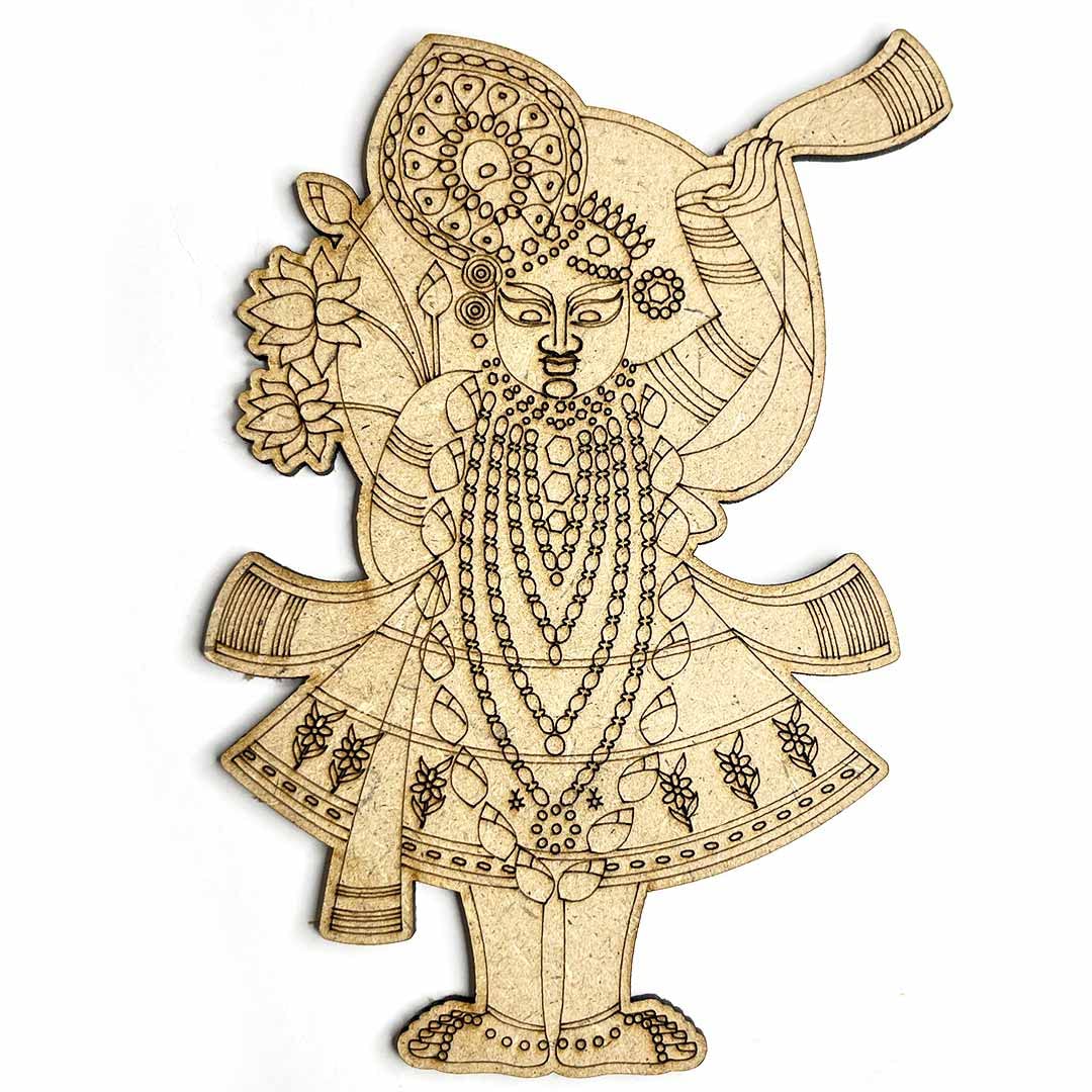 Adikala MDF Shreenath ji Engraved Design Cutout for DIY Art & Craft-Set Of 2-image-8