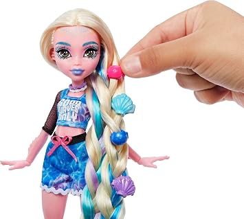 Monster High Doll Laguna Blue Spa Day Set with Hair Clips, Hair Chalk and Tattoo Accessories HKY69