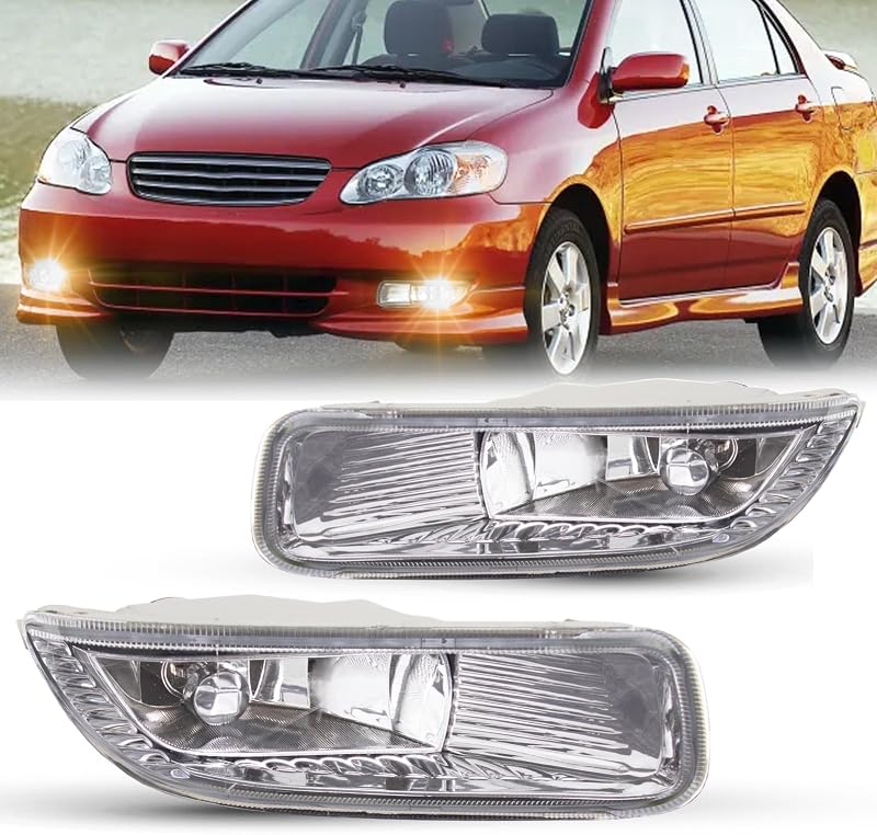 Kit de Faróis de Neblina WEZEMLIGHT para Toyota Corolla 2003-2004 com Lâmpadas H3 Halógenas 12 V 55 W – Lente Transparente