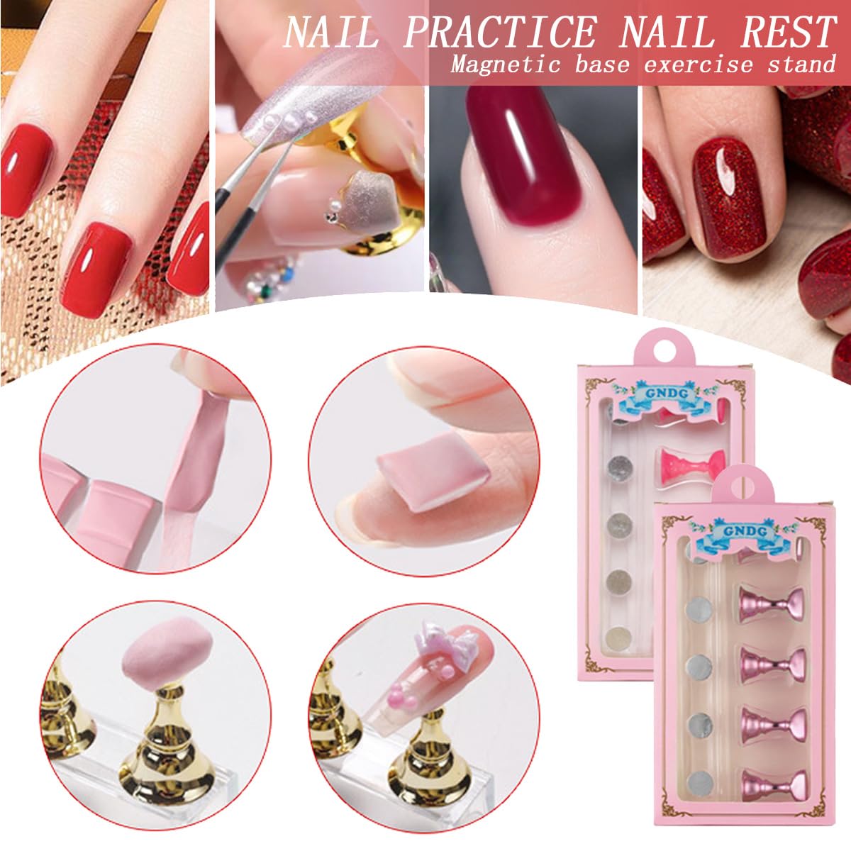 5 PCS Nail Art Tools Display Stand Magnetic Practice Holder for Fake Nails Painting Manicure Training Kit Accessories — view 4