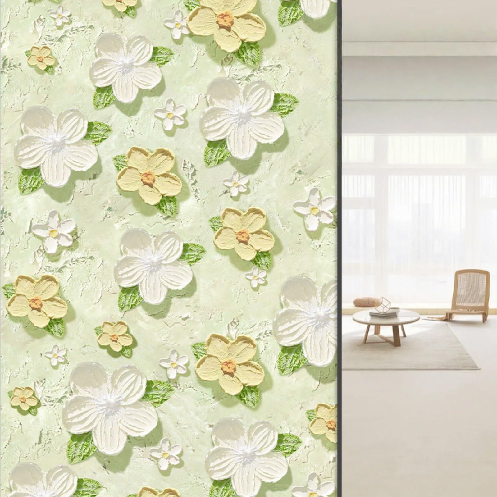 Window Clings PVC Frosted Privacy Film Frosted Decorative Glass Film Soft Light Privacy Protection UV Blocking Window Stained Glass Film For Bathroom Kitchen Office Glass(40x200cm)