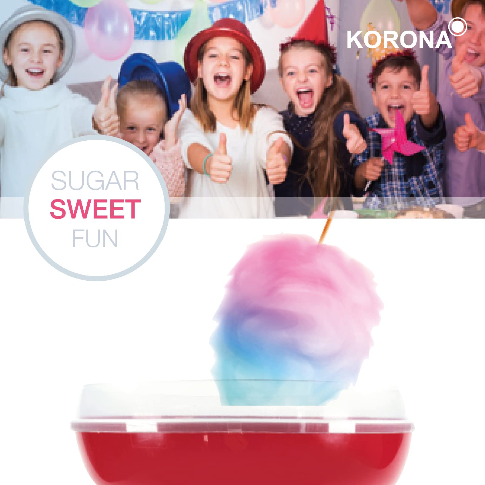 Korona 41200 Zuckerwattemaschine 500 Watt Inkl. Dosierlöffel 10 Holzstäbchen