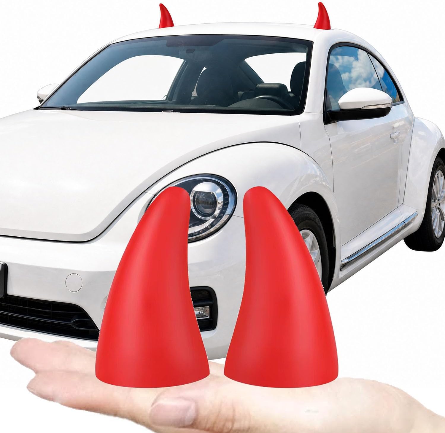 1Pair Car Roof Decoration Devil's Horns Stickers Creative Fun Wacky for Car Topper Bumper Hood Car Exterior Sticker (Devil-Horns)