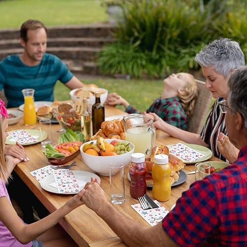 Miniatura 7 de Didaey 120 servilletas desechables de tela con diseño de estrellas patrióticas del 4 de julio, Día de los Caídos, absorbentes, desechables, con