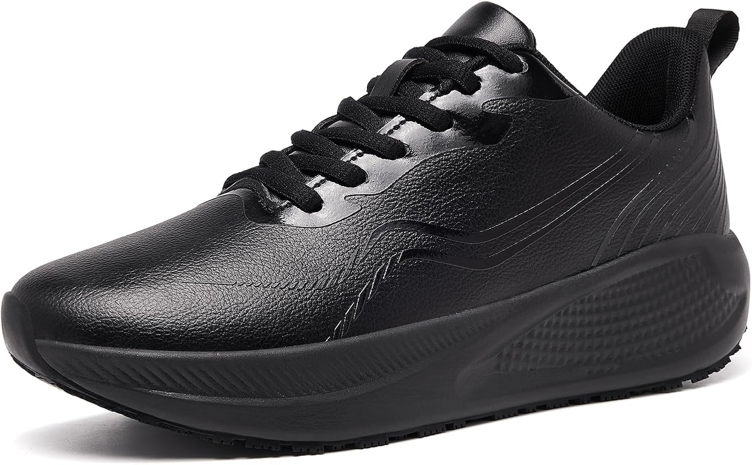 Non Slip Work Shoes for Women Waterproof Kitchen Chef Slip Resistant Lightweight Leather Sneakers for Restaurant Food Service Nursing Standing All Day