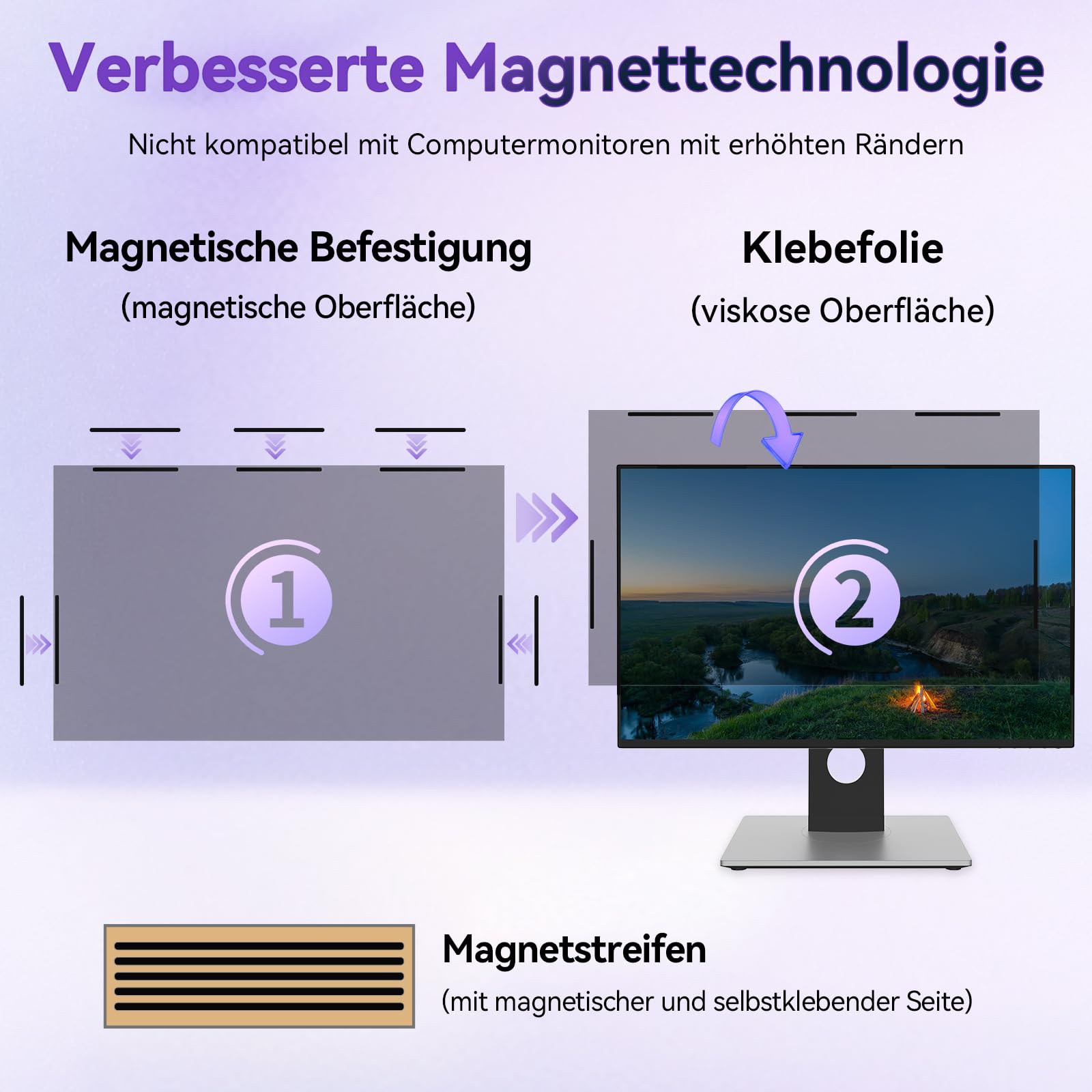 IPROKKO Filtro magnetico per la privacy da 27 pollici per monitor 16:9, rimovibile, anti-luce blu, antiriflesso, protezione schermo per schermo per Dell Acer Lenovo Asus da 27 pollici