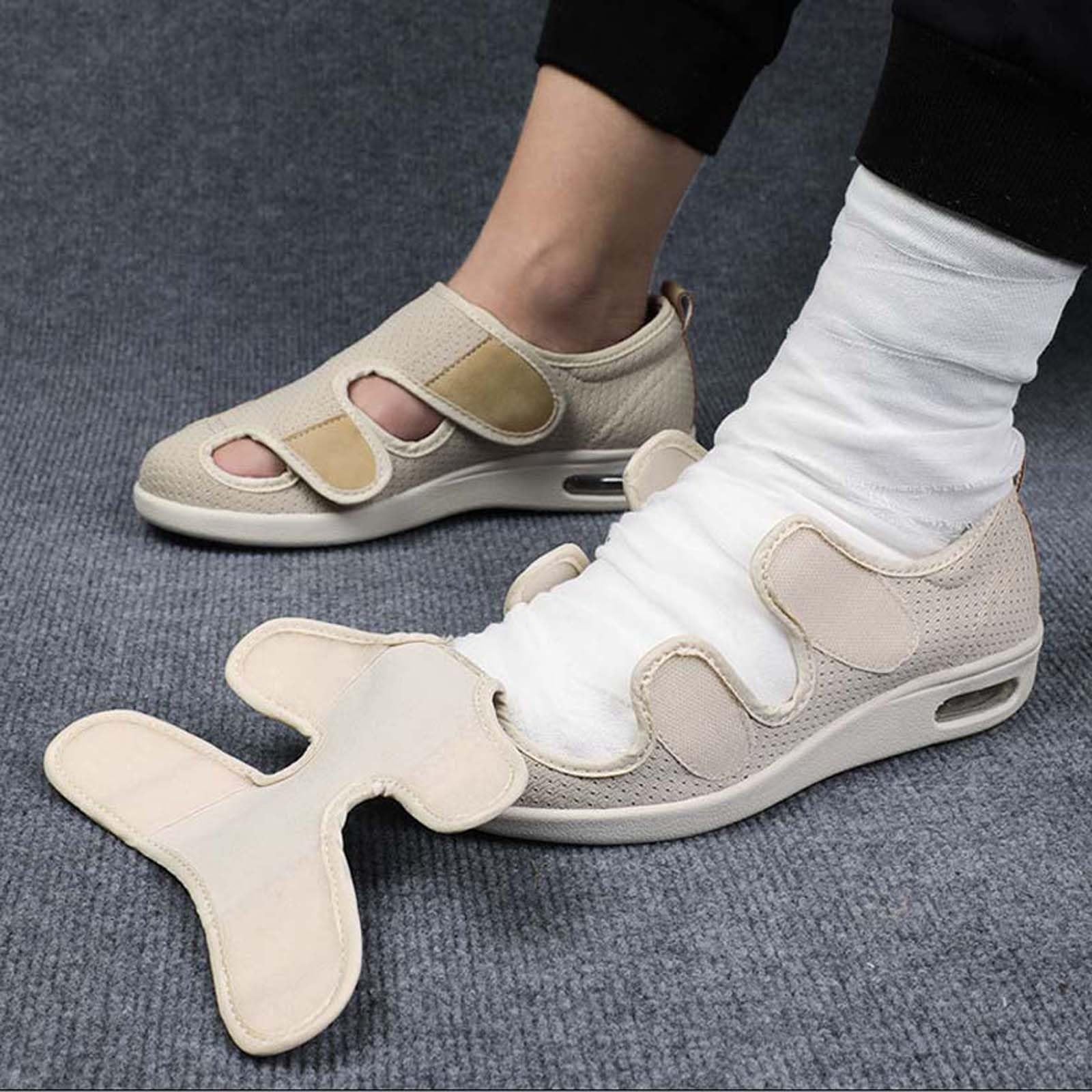 Buty dla diabetyków, buty o bardzo szerokiej szerokości Kobiety Mężczyźni, buty medyczne na opuchnięte stopy, ortopedyczne buty dla diabetyków z pianką zapamiętującą kształt Regulowane buty do chodzen