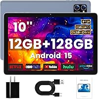 Vista 1 de Tableta Android de 10 pulgadas, tabletas Android 15 2025 para adultos, Octa-Core, 12 GB de RAM, 128 GB de almacenamiento (2 TB expandible), tableta