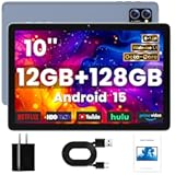 Android Tablet 10 Inch&comma; Android 15 Tablets 2025 for Adults&comma; Octa-Core&comma; 12GB RAM&comma;128GB Storage&lpar;2TB Expandable&rpar;&comma; Large Touch Screen Tablet with 10H Battery Life&comma;WiFi & Bluetooth 5&period;0&comma;Gray Blue
