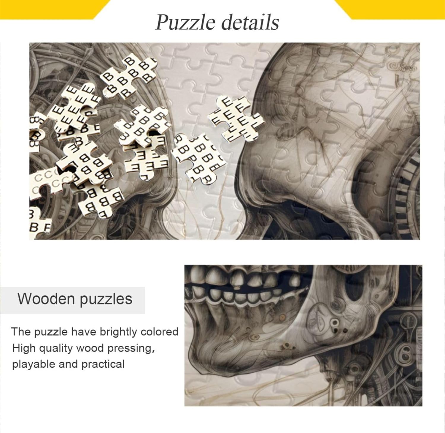 Steampunk Skulls Jigsaw Puzzles 1000 Pieces for Adults - Wooden & Paper Pressed with Alphabetic Sorting – Zigsaw Puzzle Ideal for Gifting and Leisure Time
