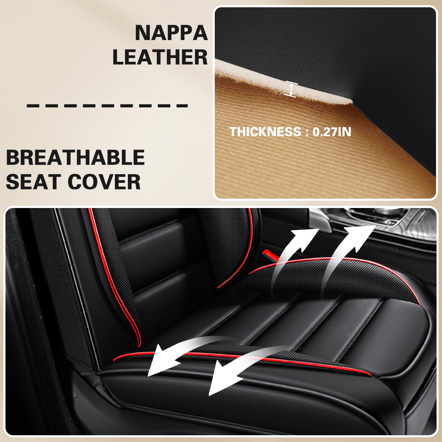 Car Seat Cover Fit for Ford Escape 2005-2024 Waterproof Seat Covers Nappa Faux Leather Breathable and Comfortable Car — view 8