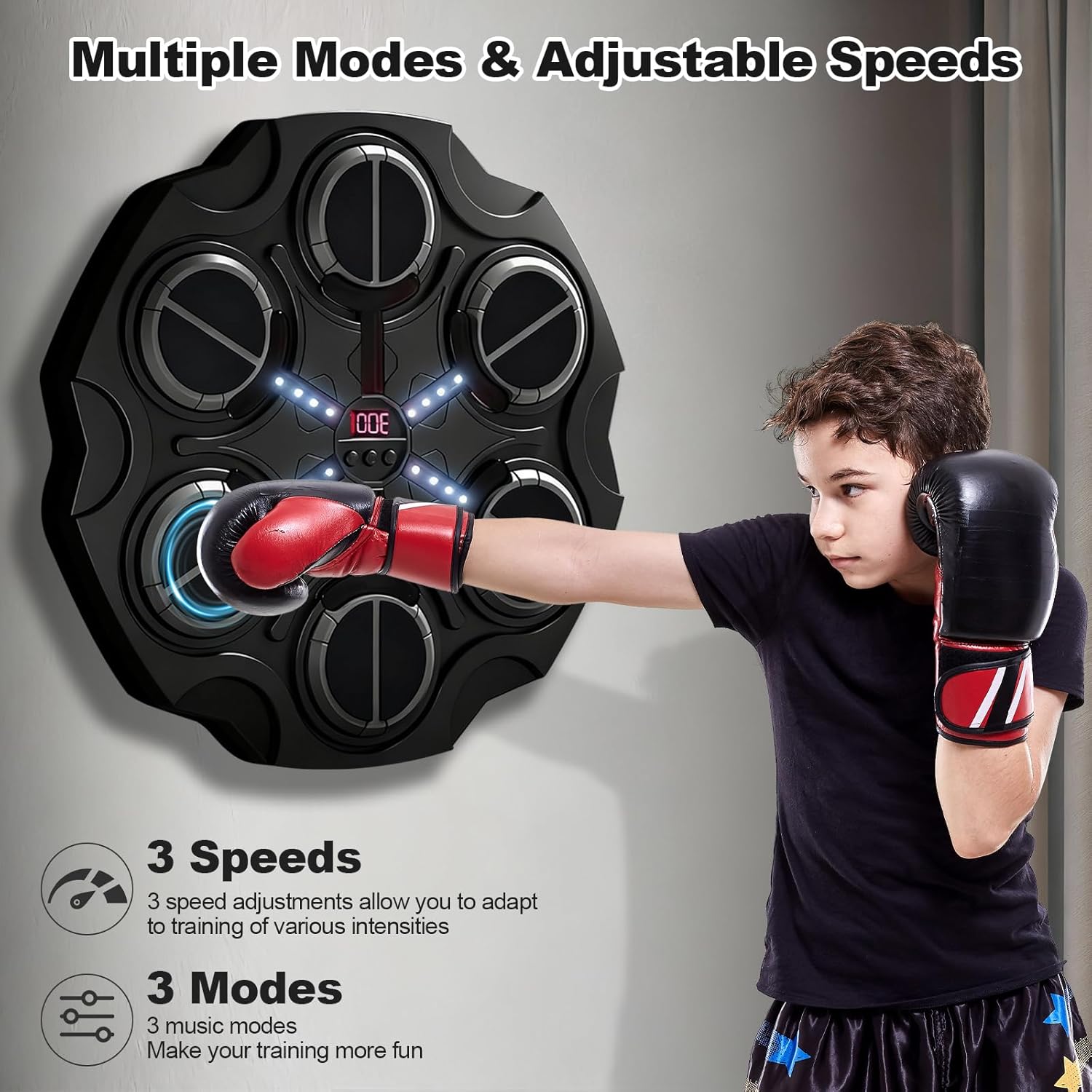 Music Boxing Machine for Adults Kids,Bluetooth Intelligent Boxing Trainer with Boxing Gloves, Home, Office, Gym Sports Exercise Target Equipment